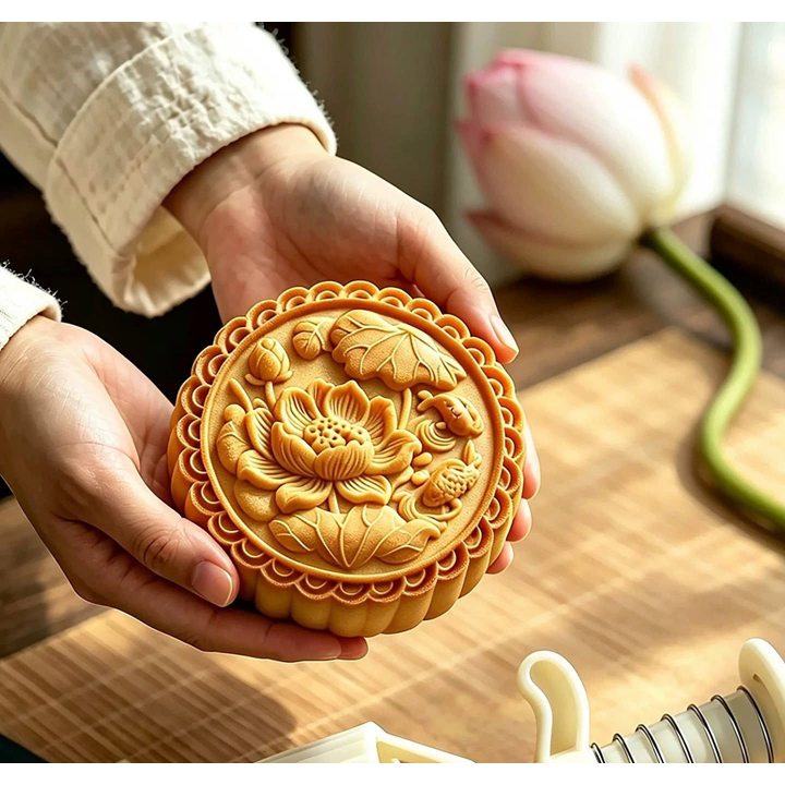 Khuôn trung thu 300gr sen cá (1) lò xo