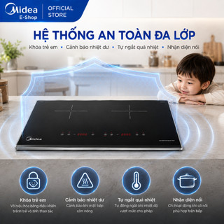 Bếp Từ Đôi Midea MC-ID4083 / MC-ID4084 | Mặt Kính Schott | Bo Viền Inox | 4000W Có Sôi Liu Riu