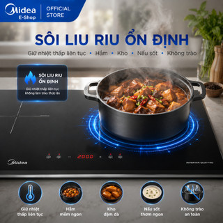 Bếp Từ Đôi Midea MC-ID4083 / MC-ID4084 | Mặt Kính Schott | Bo Viền Inox | 4000W Có Sôi Liu Riu