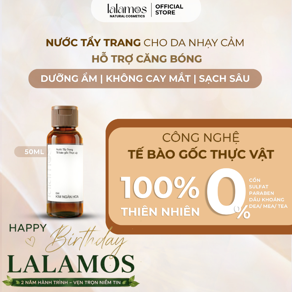 [QUÀ TẶNG] Nước Tẩy Trang Lalamos Đài Kim Ngân Hoa Sạch Sâu Mini Size - 50ml