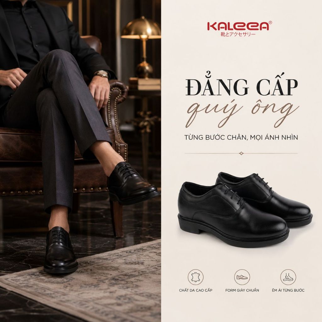 Kaleea GN34 - Giày Lười Nam Công Sở Da, Tăng Chiều Cao Tự Nhiên, Thiết Kế Sang Trọng