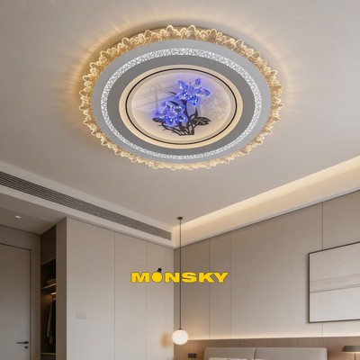 Đèn ốp trần MONSKY POXA tròn vuông 50cm dùng bóng LED 48W 3 màu ánh sáng hiện đại sang trọng
