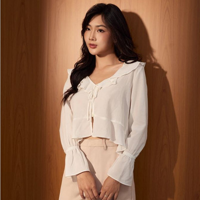Áo Kiểu Nữ Cotton Rayon Elegant Blouse NINOMAXX 2506006