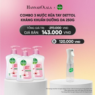 [Hannah Olala x Dettol] Combo 3 chai nước rửa tay Dettol kháng khuẩn dưỡng da - Chai 250g