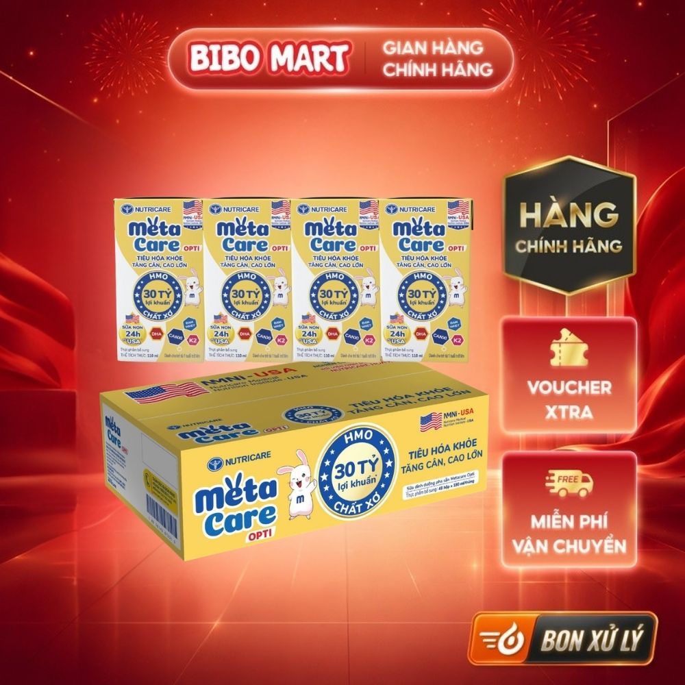 Thùng 48 Hộp Sữa Bột Pha Sẵn MetaCare Opti 110ml/180ml Cho Bé Từ 1 Tuổi - Bibo Mart