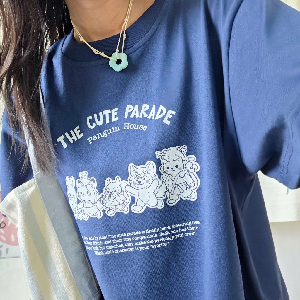 Áo thun boxy xanh navy The Cute Parade - Penguin House