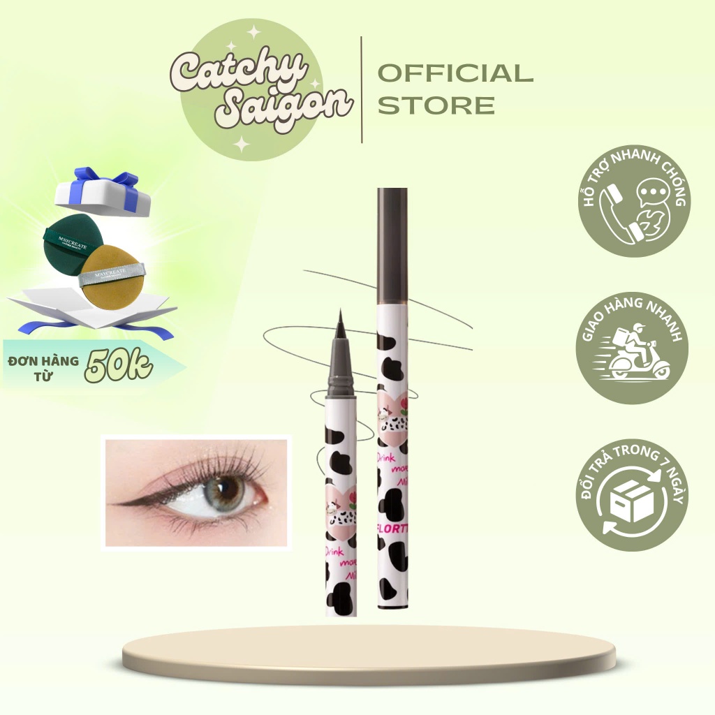 [FLORTTE] Bút Kẻ Mắt Nước Flortte Bò Sữa Đầu Nhỏ 0.005mm, Wow So Light Eyeliner