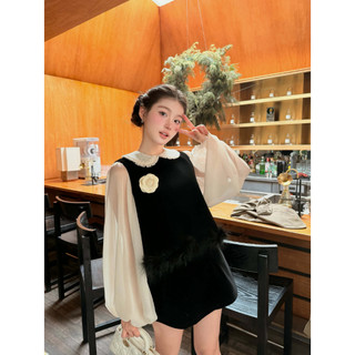 SE678 (𝐁𝐚𝐨𝐛𝐚𝐨 𝐒𝐞𝐭) Set áo gile viền lông + chân váy chữ a nhung điệu đà, mặc đi tiệc, cafe...