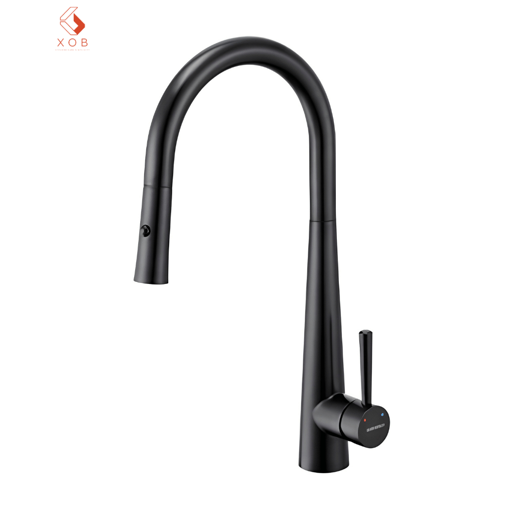 Vòi nước dây rút inox 304 phủ nano đen EUF118DR (EVF118DR) – Eurogold