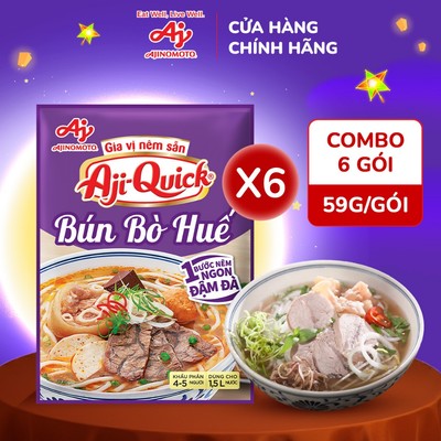 [CHÍNH HÃNG] Combo 6 Gói Gia Vị Nêm Sẵn Aji-Quick® Bún Bò Huế 59g/Gói