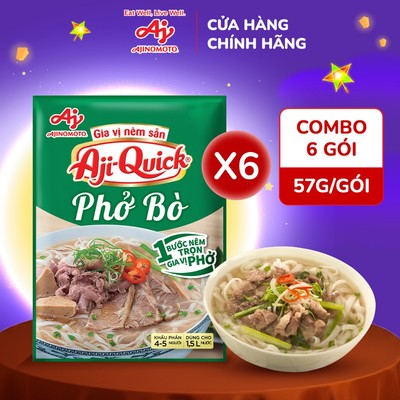 [CHÍNH HÃNG] Combo 6 gói gia vị nêm sẵn Aji-Quick® Phở Bò 57g/gói