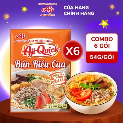 [CHÍNH HÃNG] Combo 6 Gói Gia Vị Nêm Sẵn Aji-Quick® Bún Riêu Cua 54g/Gói