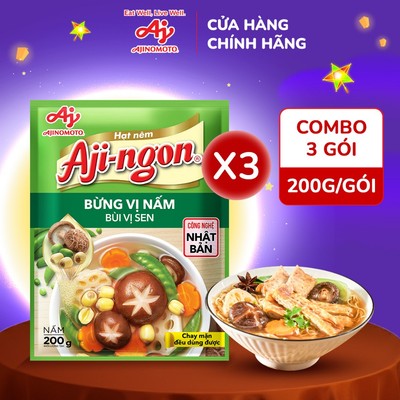 [CHÍNH HÃNG] Combo 3 Gói Hạt Nêm Aji-ngon® Nấm Hương và Hạt Sen 200g/Gói