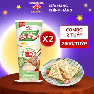 [CHÍNH HÃNG] Combo 2 tuýp Xốt Mayonnaise Aji-mayo® giảm 30% chất béo 260g/ tuýp