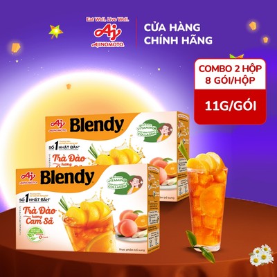 [CHÍNH HÃNG] Combo 2 Trà Đào Hương Cam Sả Blendy® 11g/Gói (1 Hộp 8 Gói)