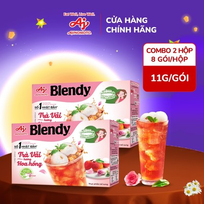 [CHÍNH HÃNG] Combo 2 Hộp Trà Vải Hương Hoa Hồng Blendy® 11g/Gói (1 Hộp 8 Gói)