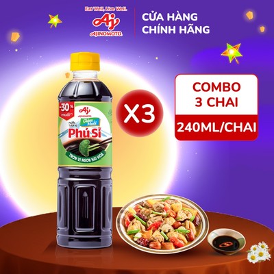 [CHÍNH HÃNG] Combo 3 Chai Nước Tương "Phú Sĩ" giảm muối 240ml/Chai