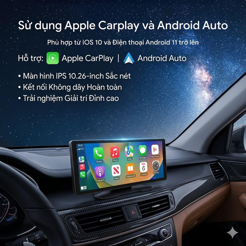 Màn hình IPS Cronus Carplay 10.26 inch - Kết nối Carplay không dây