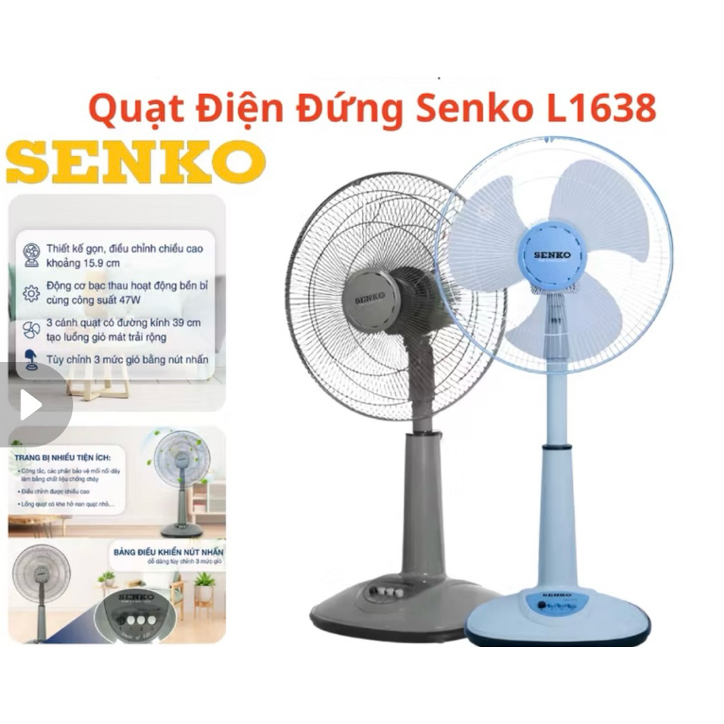Quạt lững ống nhựa Senko L1638 công suất 47w