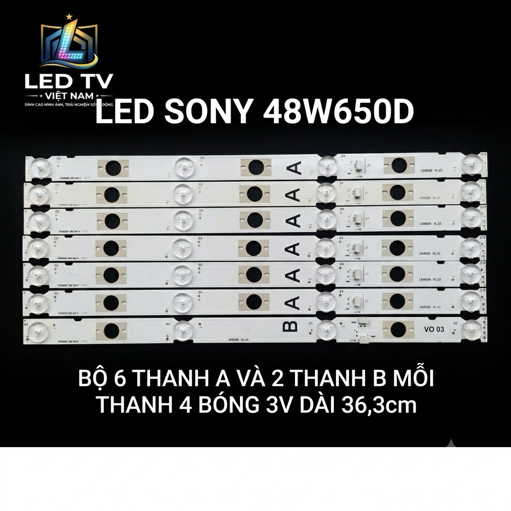 LED TIVI SONY 48W650D (7 thanh 4 Led 3V) mới 100%
