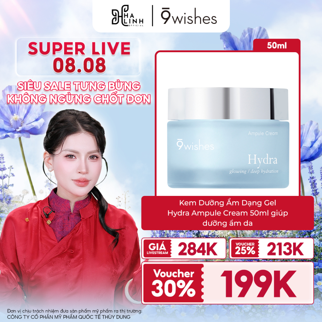 [VHL x 9Wishes] Kem Dưỡng Ẩm Dạng Gel 9 Wishes Hydra Ampule Cream 50ml