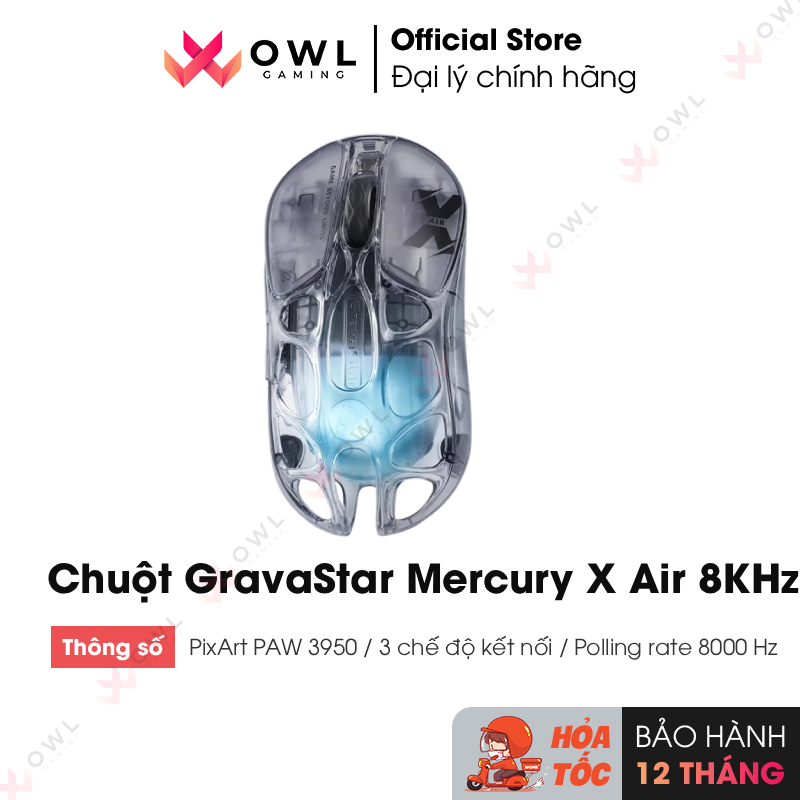 Chuột GravaStar Mercury X Air 8KHz (hàng chính hãng)