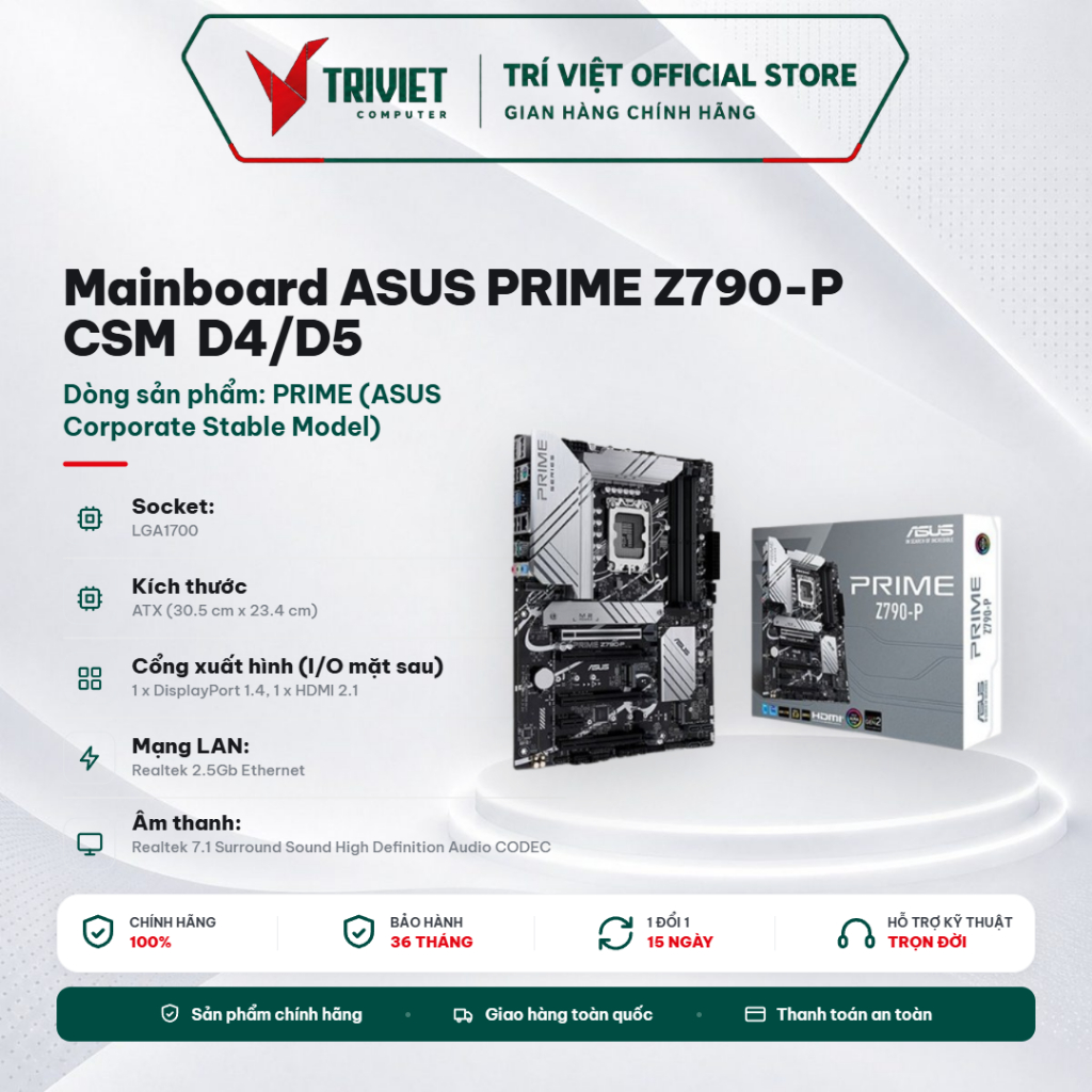 Mainboard ASUS PRIME Z790-P CSM / Z790-P D4 CSM Socket LGA1700 Intel Z790 DDR4 DDR5 ATX - Bo Mạch Ch