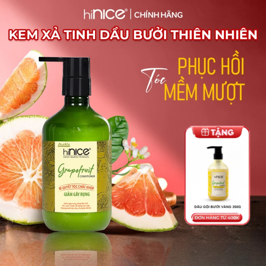 Kem Xả Tinh Dầu Bưởi Thiên Nhiên hiNICE Grapefruit Conditioner Giúp Tóc Suôn Mượt & Giảm Gãy Rụng