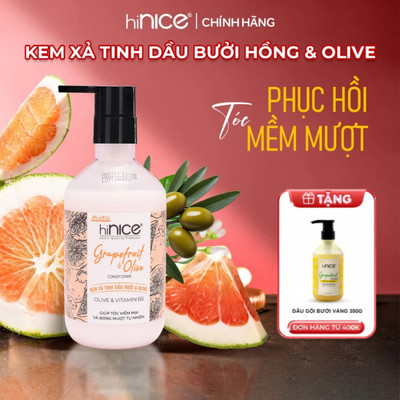 Kem Xả Tinh Dầu Bưởi Hồng & Olive Thiên Nhiên hiNICE Grapefruit & Olive Conditioner Giúp Tóc Mềm Mượt & Giảm Khô Xơ