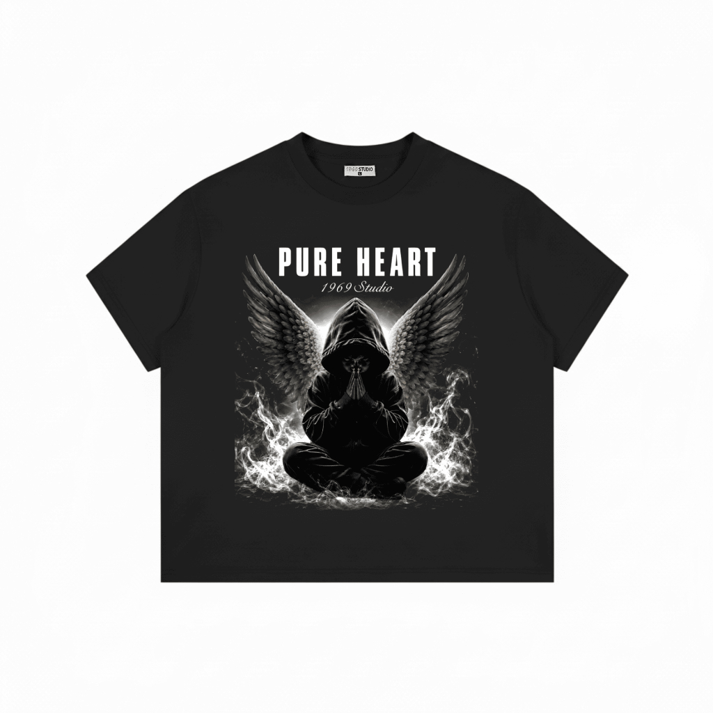 1969STUDIO Áo Thun Boxy Pure Heart Áo Phông Unisex Top Menswear Cổ Tròn - BX25