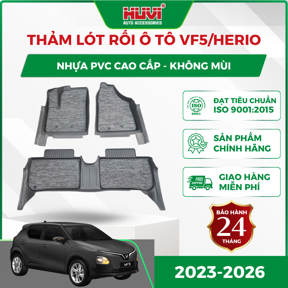 Thảm lót sàn ô tô rối Vinfast VF5 2023-2026 dễ dàng vệ sinh Huvi
