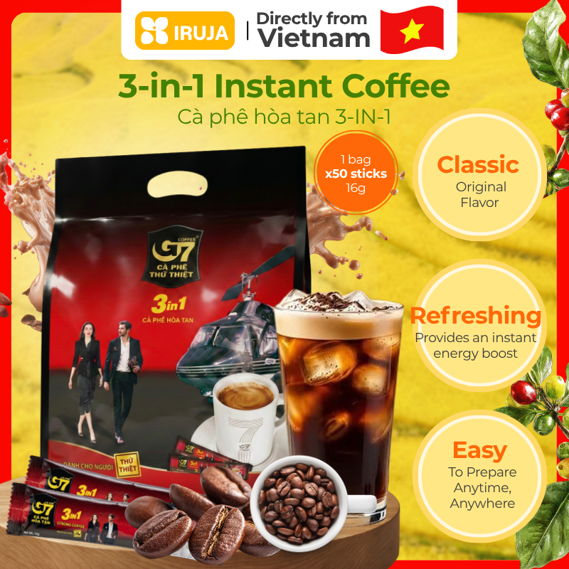 [IRUJA VIETNAM] CÀ PHÊ HÒA TAN 3-IN-1 TRUNG NGUYEN G7 GÓI 50 GÓI (DÀI) X 16G (800G)