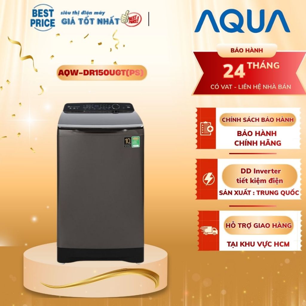 AQW-DR150UGT(PS) Máy giặt Aqua 15 Kg, Inverter - Hàng chính hãng AQW-DR150UGT PS