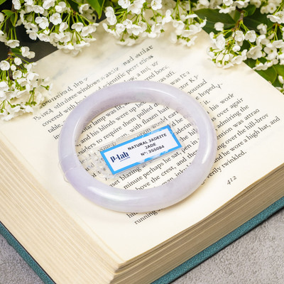 Vòng Tay Cẩm Thạch Mã 355084 Type A Bạch Ngọc Ánh Tím Nếp Hoá Ni 55 - Ngọc Trai Trường Thịnh