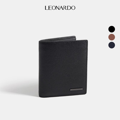 Ví Da Nam Leonardo Devon 02 dáng đứng Crossgrain Nhập Khẩu Đa Năng, Sang Trọng
