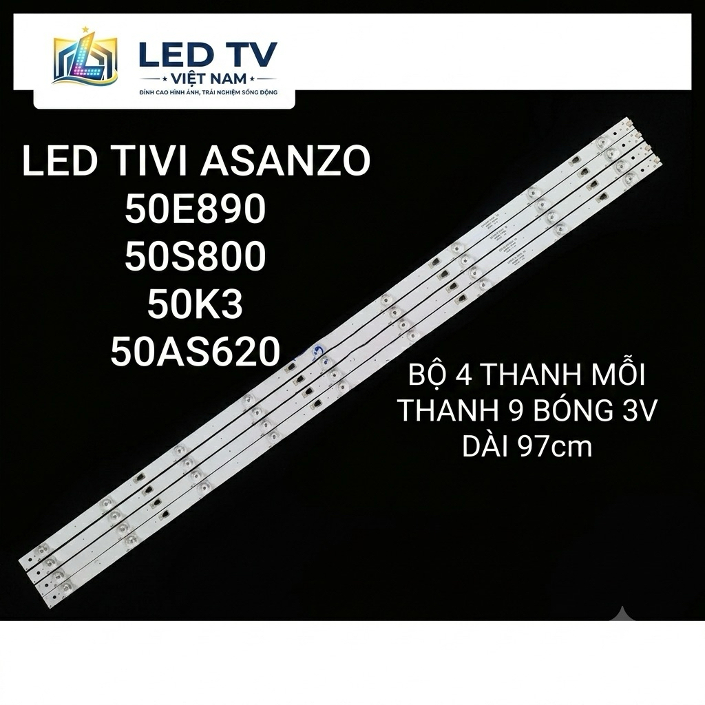 LED TIVI ASANZO 50E890/ 50S800T / 50K3/ 50AS620 (4 thanh 9 Led 3V)