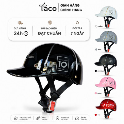 Mũ Bảo Hiểm Lưỡi Trai TACO Nửa Đầu 6 Múi Cao Cấp, Nón Bảo Hiểm 1/2 Chính Hãng Nhiều Màu Cá Tính Bảo Hành 12 Tháng