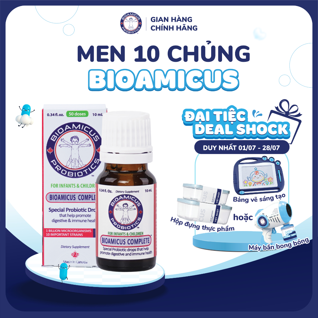 [Quà Hot] BioAmicus Complete 10 Chủng hỗ trợ cải thiện hệ vi sinh đường ruột - Men Vi Sinh Cho Bé