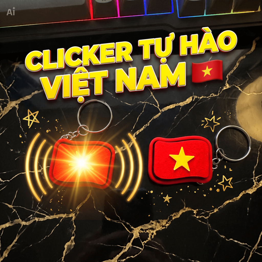 Móc Khóa Clicker Quốc Kỳ Việt Nam – Nút Bấm Độc Lạ Tự Hào Việt Nam, Decor Balo, Túi Xách