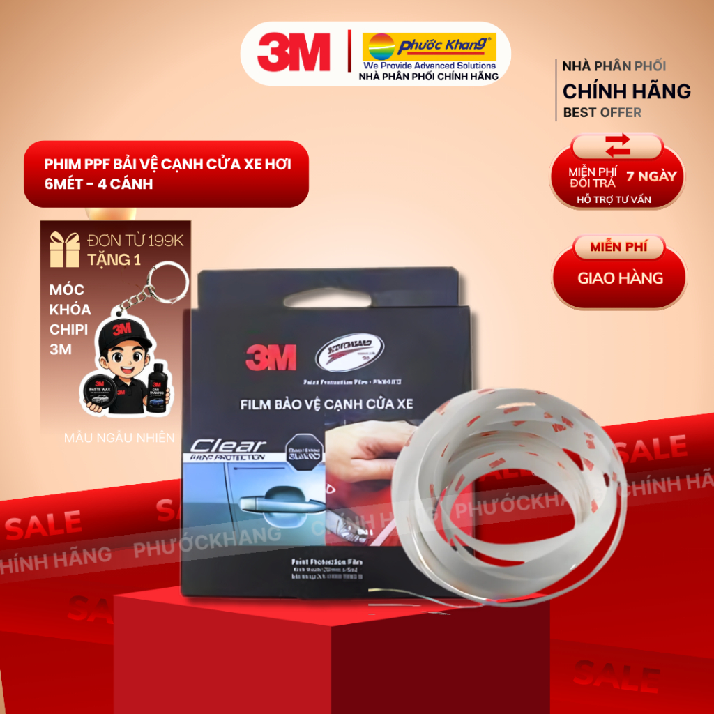Phim PPF bảo vệ cạnh mép cửa chống trầy 3M Door Edge Guard 1393 10mmx6m
