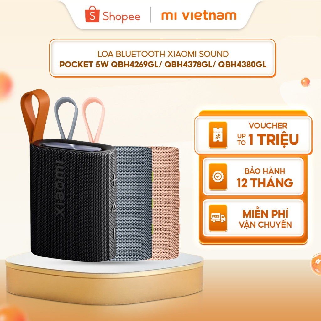 Loa Bluetooth Xiaomi Sound Pocket 5W QBH4269GL/ QBH4378GL/ QBH4380GL - Bluetooth 5.4 - Pin lên đến 1