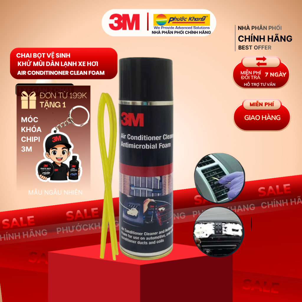 Dung Dich Vệ Sinh Dàn Lạnh Ô Tô 3M Air Conditioner Cleaner Foam 140gr