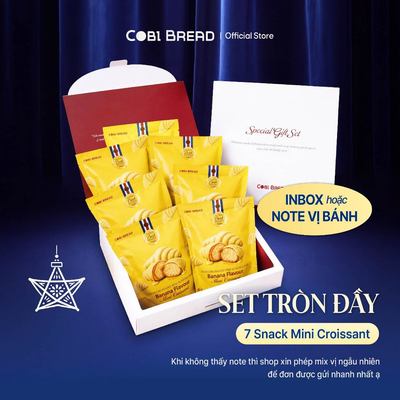 Set Hộp Quà Trung Thu - Set Tròn Đầy 7 Túi Bánh Snacks Mini Croissant Đủ Vị Tặng Gia Đình, Người Thân