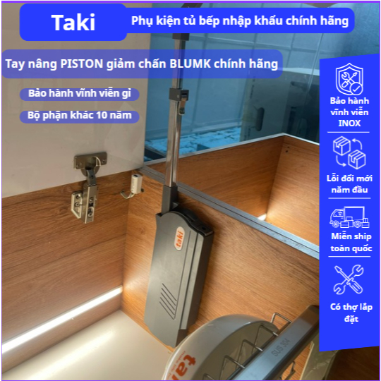 Bộ Tay Nâng Cửa Tủ Bếp TAKI G225 – Chỉnh Lực Linh Hoạt, Đóng Mở Mượt, Bảo Hành Chính Hãng