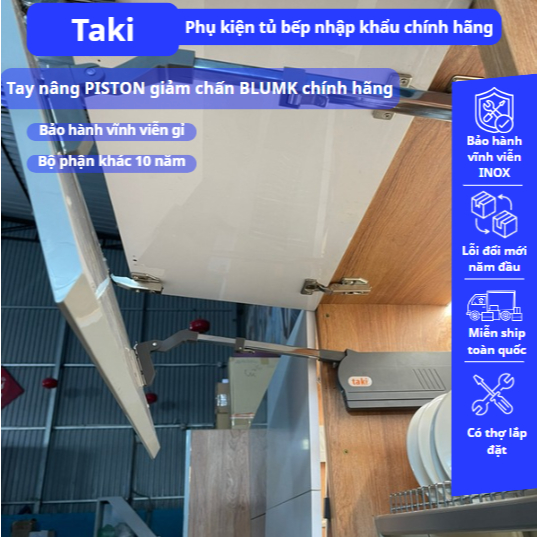 Tay Nâng Tủ Bếp TAKI G225 Chính Hãng, bảo hành 10 năm – Giảm Chấn, Điều Chỉnh Lực, Đóng Mở Nhẹ Nhàng