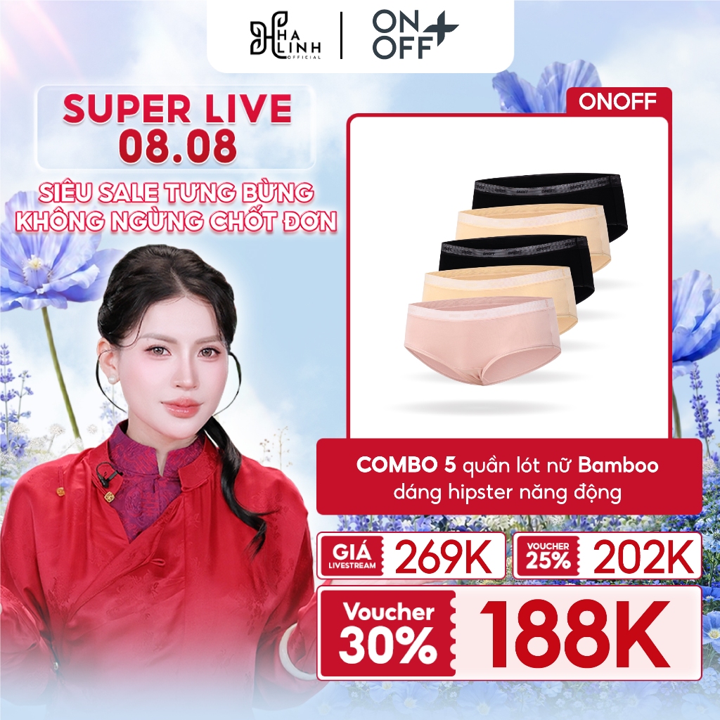 [Võ Hà Linh x ONOFF] Combo 5 quần lót nữ dáng hipster năng động, cá tính ONOFF - 16UV25A461