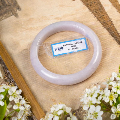 Vòng Tay Cẩm Thạch Mã 355092 Type A Bạch Ngọc Ánh Tím Nếp Hoá Ni 53 - Ngọc Trai Trường Thịnh