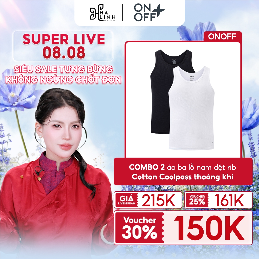 [Võ Hà Linh x ONOFF] Combo 2 áo ba lỗ nam tanktop coolpass Cotton tổng hợp kiểu dệt rib thoáng khí l