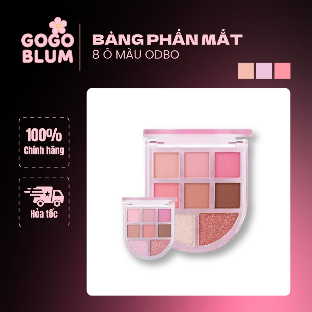 ODBO Bảng Phấn mắt 8 Ô Odbo Romance Mood Eye Palette OD2023 gồm ánh nhũ và màu lì nội địa Thái Lan
