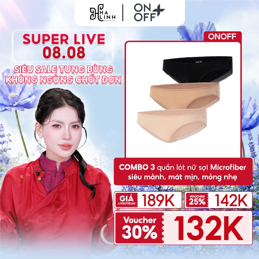 [Võ Hà Linh x ONOFF] Combo 3 quần lót nữ sợi Microfiber siêu mảnh mát mịn, mỏng nhẹ ONOFF - 16UJ24A0
